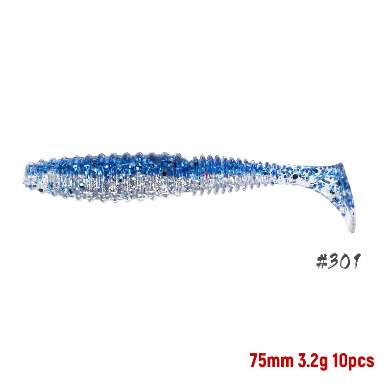 301 TSURINOYA Т хвост рыболовные приманки TS1703 7,5 см 3,2g искусственные мягкие приманки Светящиеся личинки свимбейт в форме червя бас приманка для щуки 6 шт./пакет - Цвет: 301