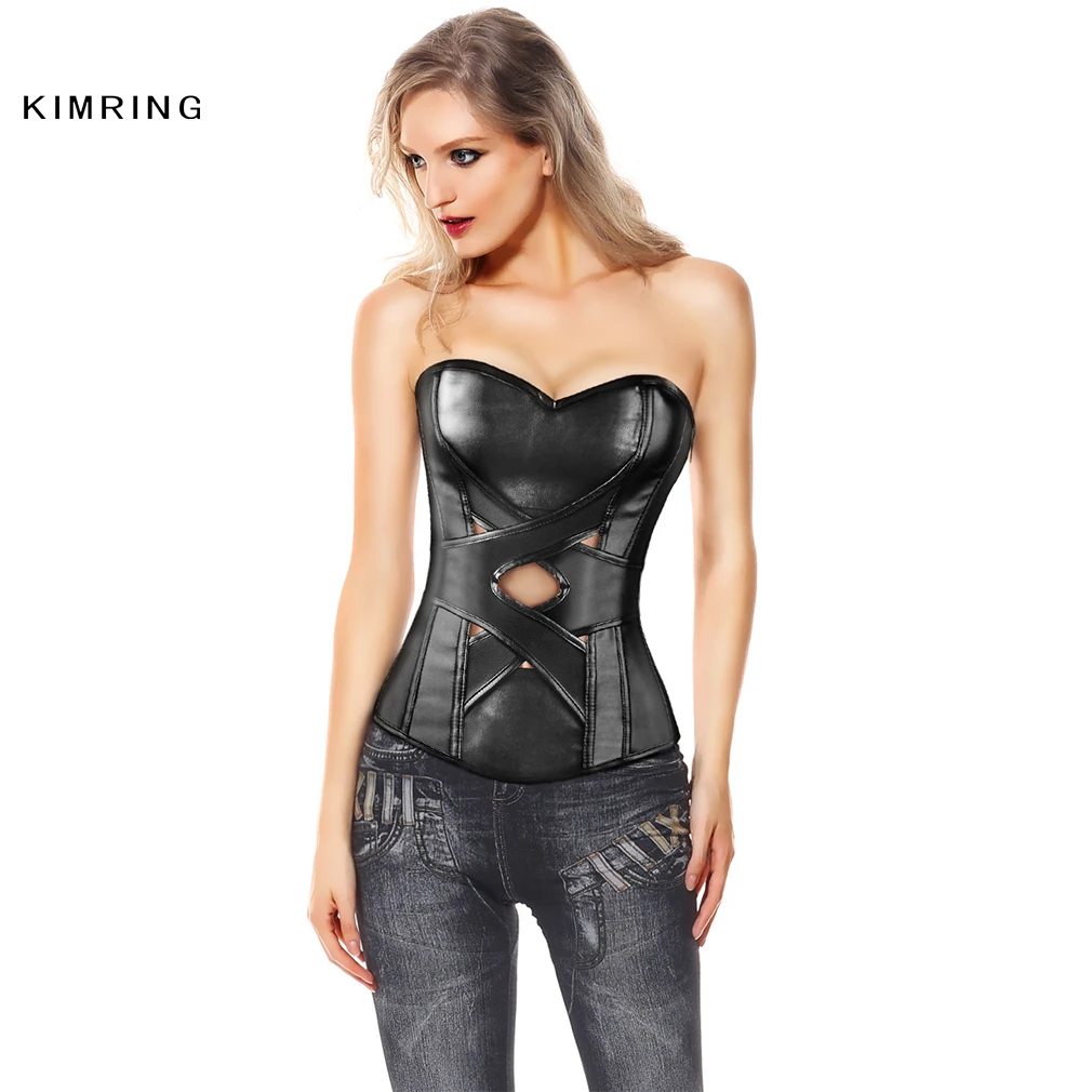 Сексуальный корсет Kimring из искусственной кожи для похудения двойной