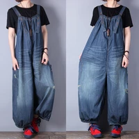 free shipping 2021 new fashion overalls cotton loose jumpsuits and rompers with holes long wide leg denim jeans jumpsuit