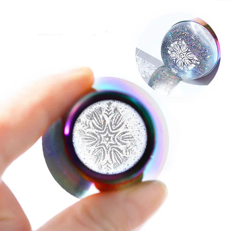 4 см Лазерная стемпер для ногтей сияющая голографическая головка Прозрачная