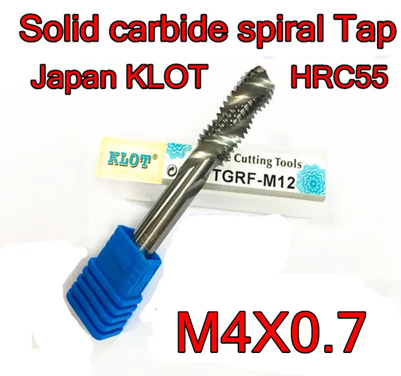 M4X0.7 1 шт Япония KLOT твердосплавный спиральный кран обработка: нержавеющая сталь