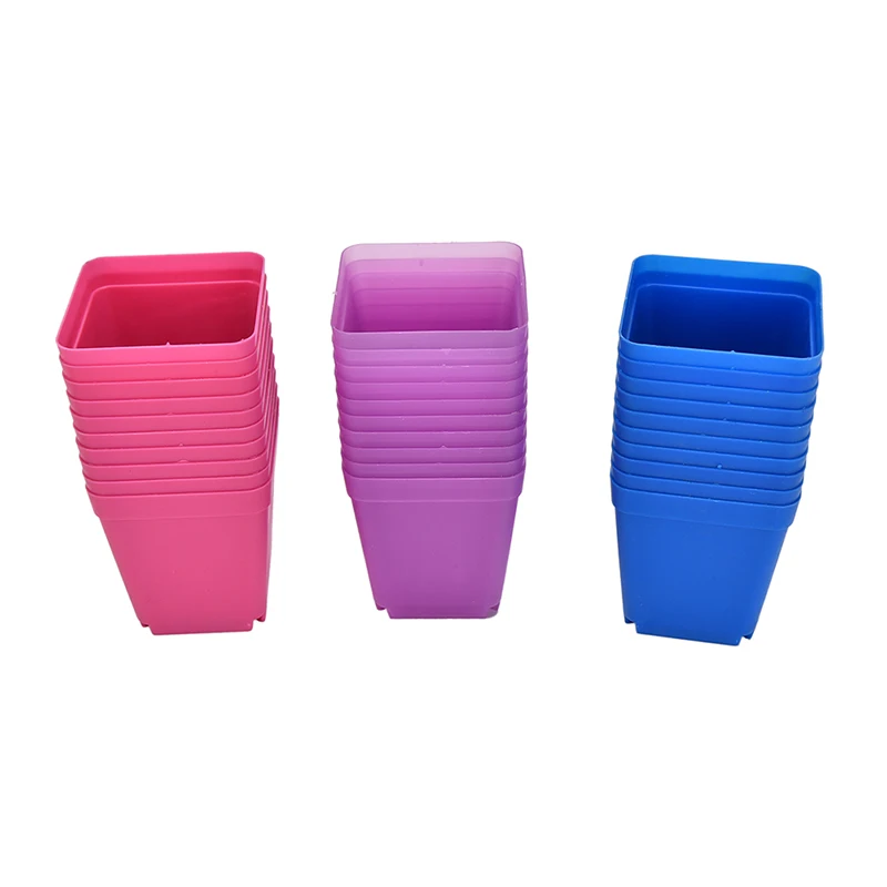 New Square Multicolour Nursery Pots Plastic Plants Pot Flower Planter Garden Desk Home Decor 7 Colors 10PCS | Дом и сад