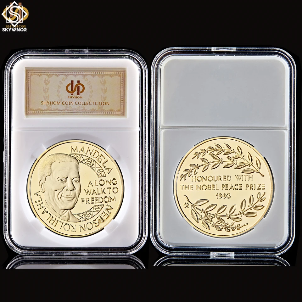 

South Africa President Nelson Mandela Father of Nation Africa Gold Con w/ Acrylic Box