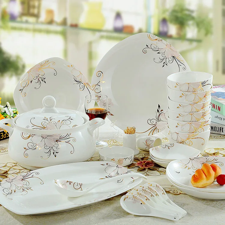 Керамическая миска Jingdezhen с 56 головками фарфоровый набор посуды для