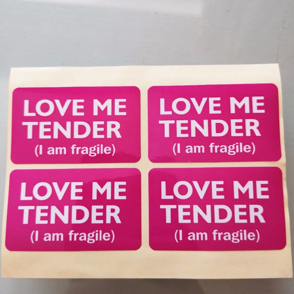 200 pcs/lot 5x3cm LOVE ME TENDER i am fragile Self-adhesive Paper label sticker, Item No.SL16