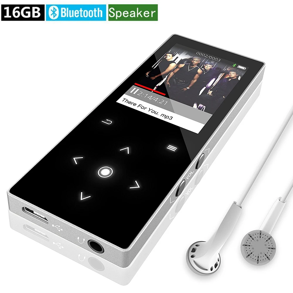 MP4 плеер Bluetooth 16G с динамиком с сенсорным экраном поддерживает видео, fm-радио без потерь Музыкальный плеер поддерживает карту памяти 128 ГБ