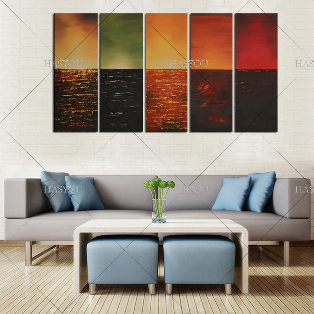 Ручной работы холст картины маслом Декор Абстрактная Радуга Цвет современного