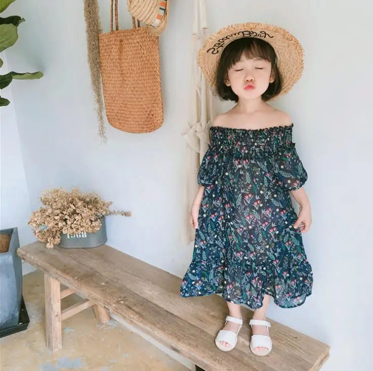 Новинка 2019 года летнее шифоновое платье с принтом для маленьких девочек модные