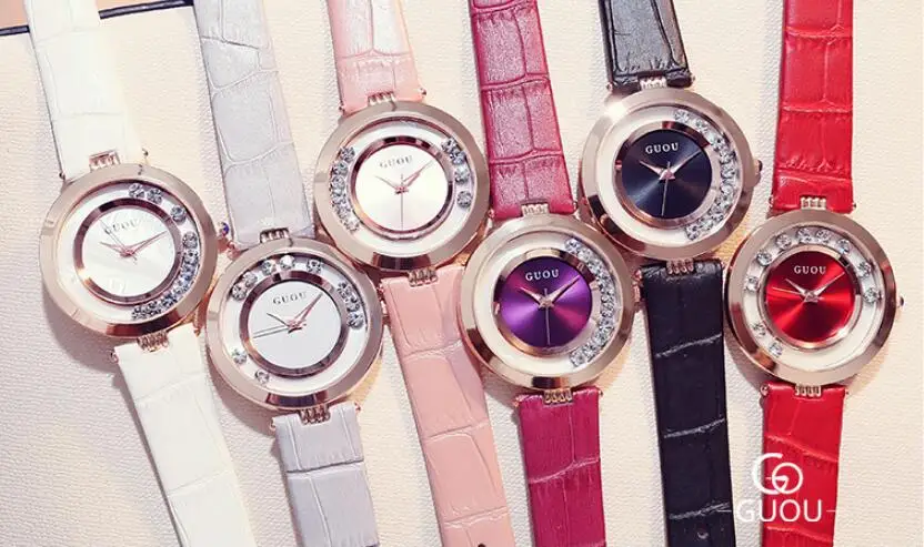 Женские Часы GUOU модные блестящие женские часы со стразами relogio feminino relojes para mujer |