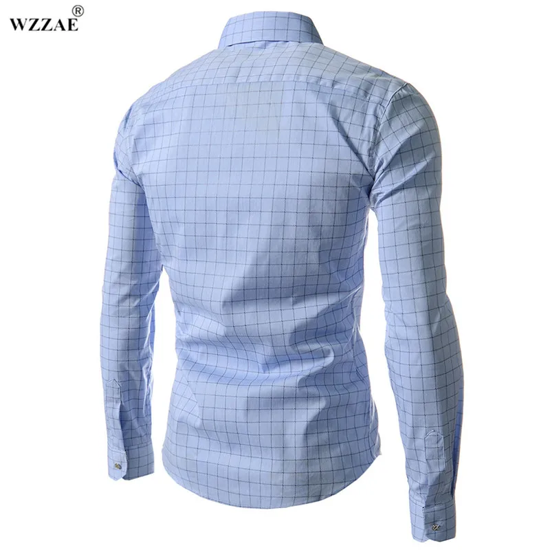 Wzzae Новинка 2017 года Высокое качество Мужская Дизайнер полосы Сорочки выходные