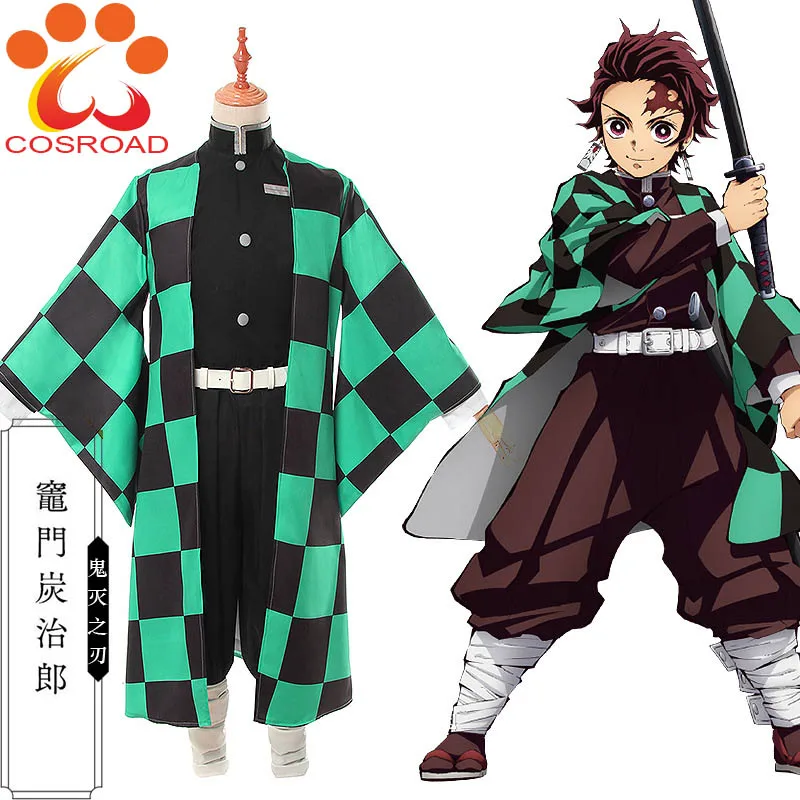 Cosroad Demon Slayer Kimetsu no Yaiba маскарадные костюмы Tanjirou Kamado мужское кимоно Униформа костюм