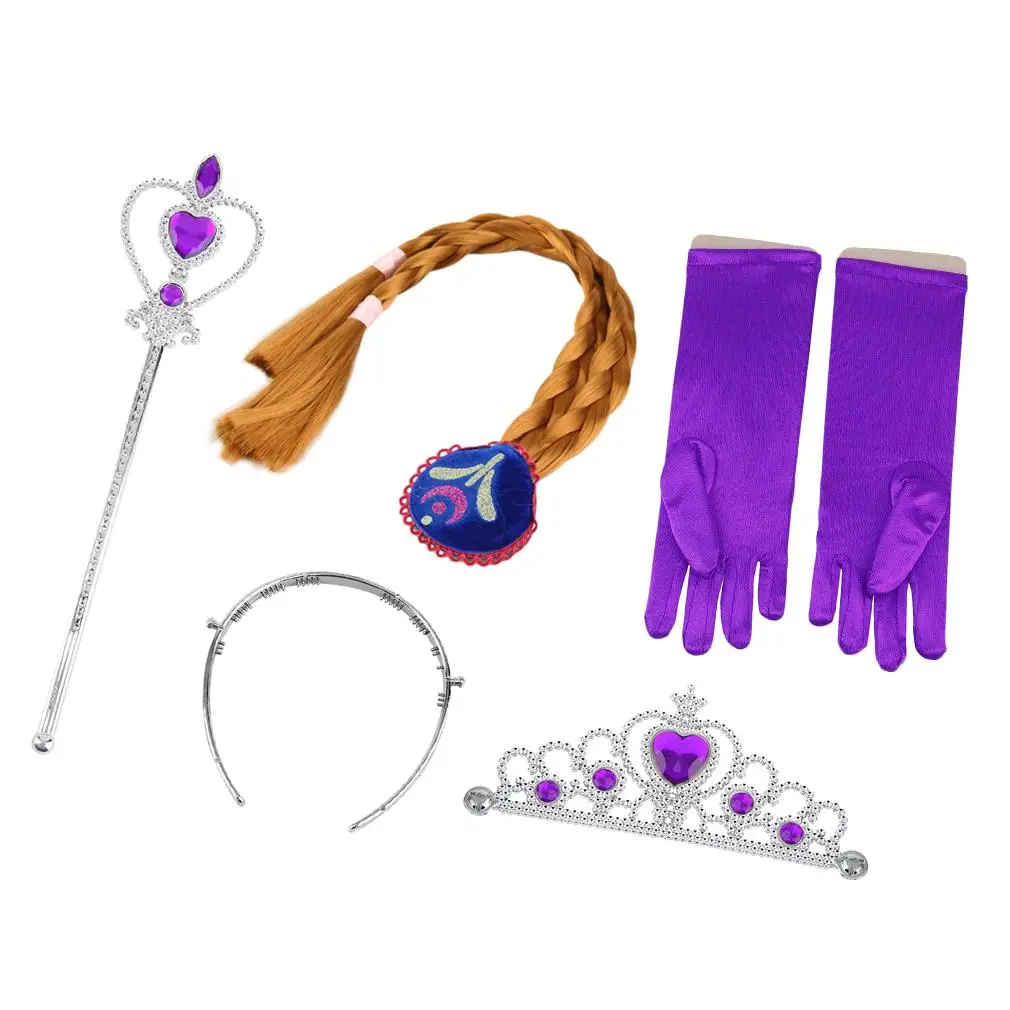4Pcs/set Hair Accessories Classic Snow Queen Princess Crown Wig Magic Wand Glove Cosplay Great Gifts For Kids Party Drop Ship | Детская
