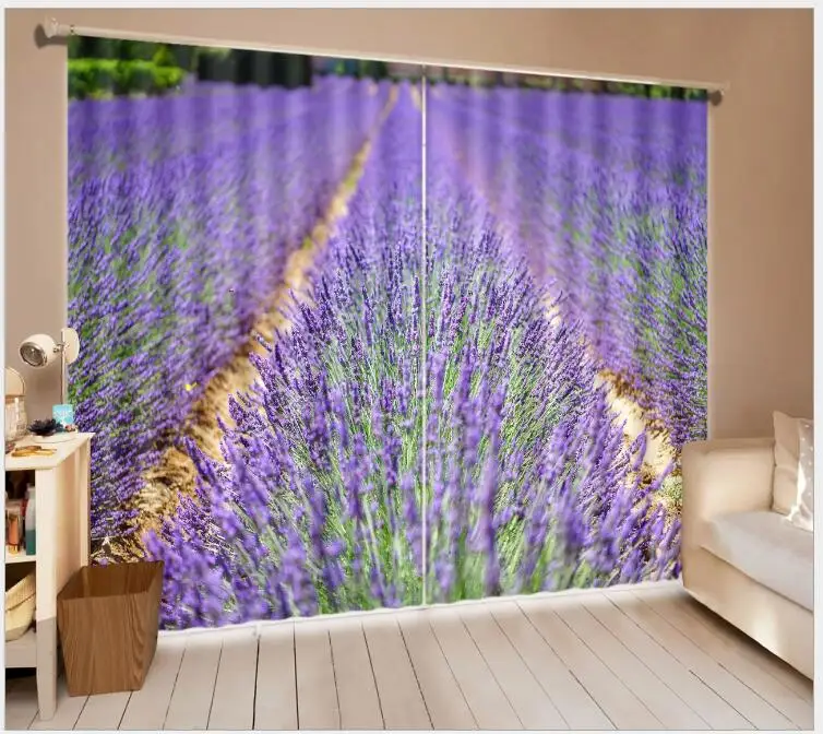 Purple Lavender girl Bedroom Curtains Luxury Blackout 3D Window Curtain Living Room decorate Cortinas Drapes Rideaux pillowcase | Дом и сад