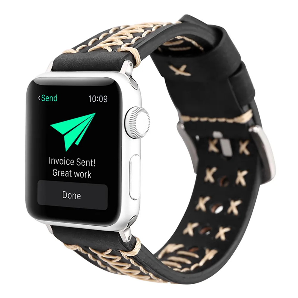 Ремешок кожаный для Apple Watch band 44 мм 40 42 38 браслет ручной работы из натуральной кожи