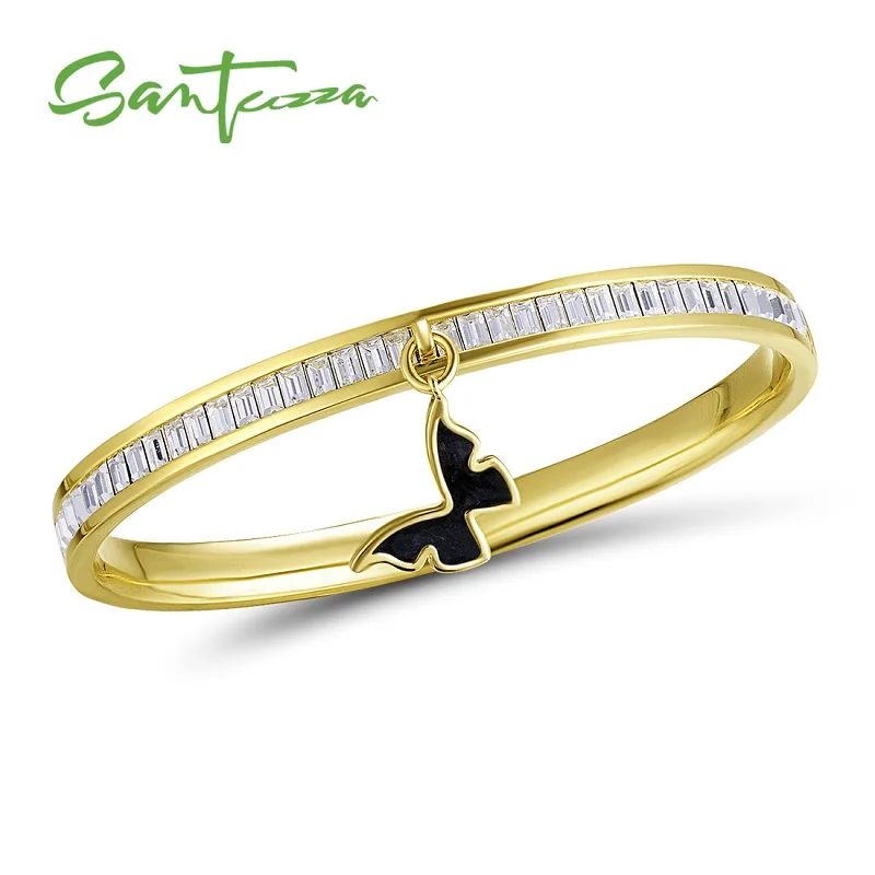 Gold Plated (Black) Женский многоцветный браслет с бабочкой и сверкающими кристаллами, элегантные модные ювелирные изделия ручной работы, эмаль - Окраска металла: Gold Plated (Black)
