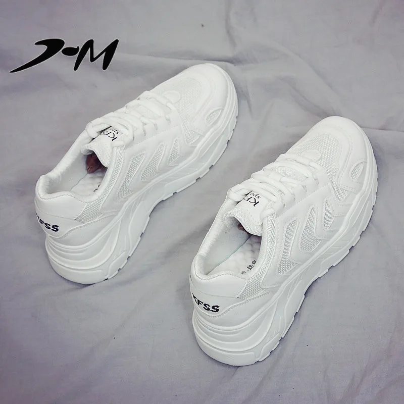 Кроссовки женские брендовые белые туфли Весна 2019 Новые повседневные на толстой