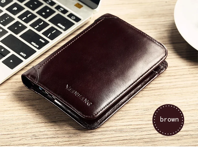 

2018 New Fashion Men's Wallets 100% Cow Genuine Leather Short Wallet Quality Male Cash Purses Clutch Boy 3 Fold Casual Wallet