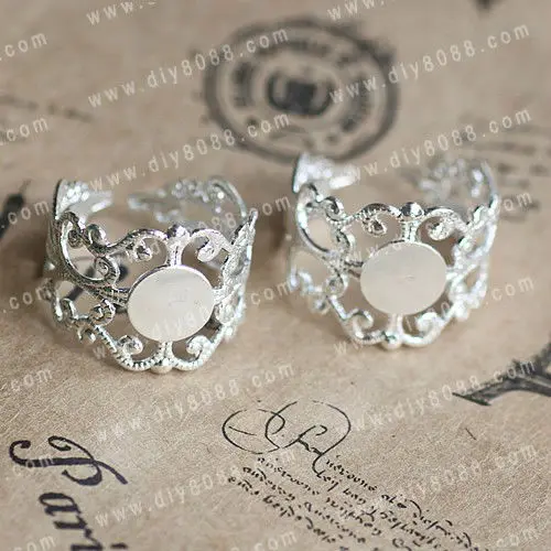 10PCS  Adjustable FILIGREE RING BASE BLANK, Ring base Setting ANTIQUE BRONZE/Rhodium Silver/Rose Gold Findings  DIY Jewerly
