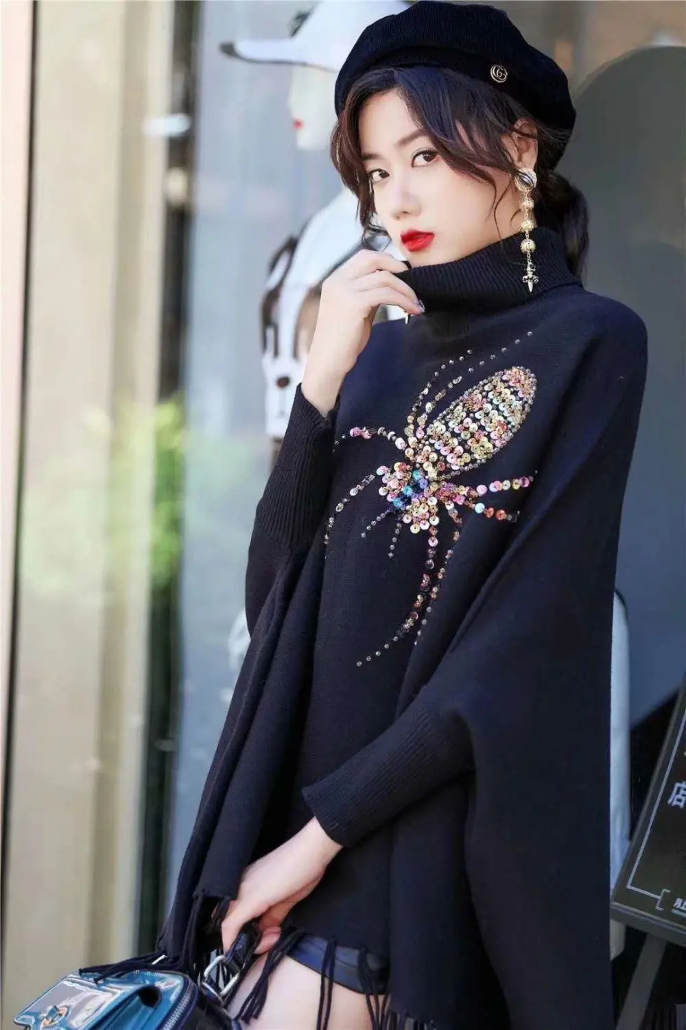 2019 New Personality High Quality Cloak Batwing Sleeve Pullovers Casual Fashion Loose Tassel Spring Autumn Sweater Clothes |