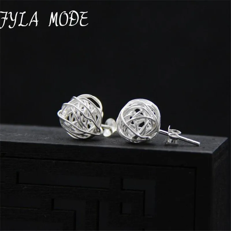 

S925 Sterling Silver Fashion Ladies Hollow Bird Nest Stud Earrings Thai Silver Jewelry Anti Allergy Earing 10.50mm 2.40g WTS012