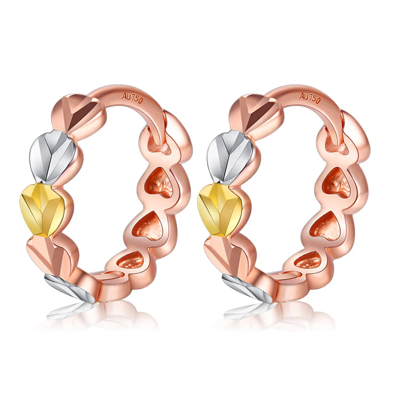 

Solid AU750 Rose Gold Earrings Italian Design Lady's Hoop Earrings