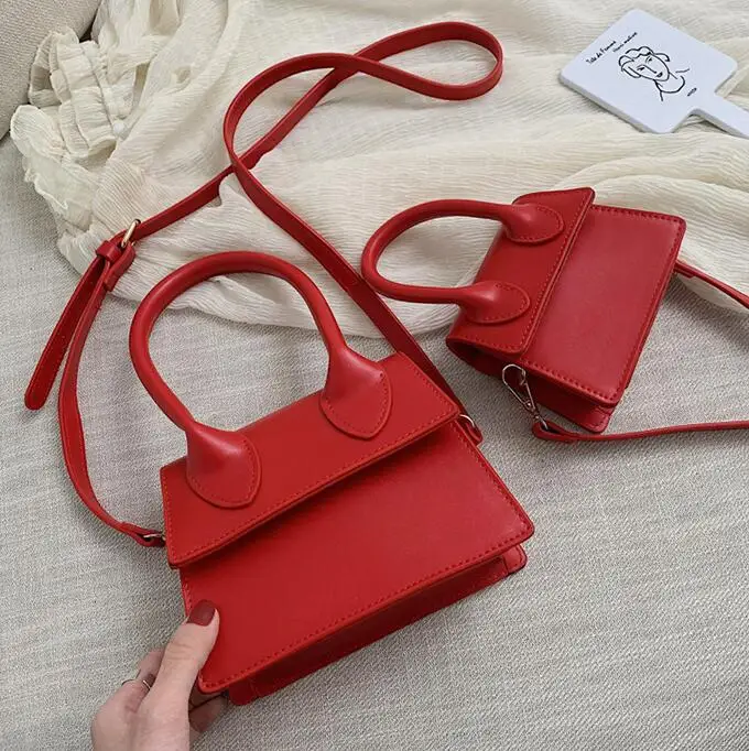 2 bags Red Маленькая квадратная сумка на плечо, сумка через плечо, посылка через плечо, клатч, женский дизайнерский кошелек, сумки, сумка на плечо для отдыха, женская сумка - Цвет: 2 bags Red