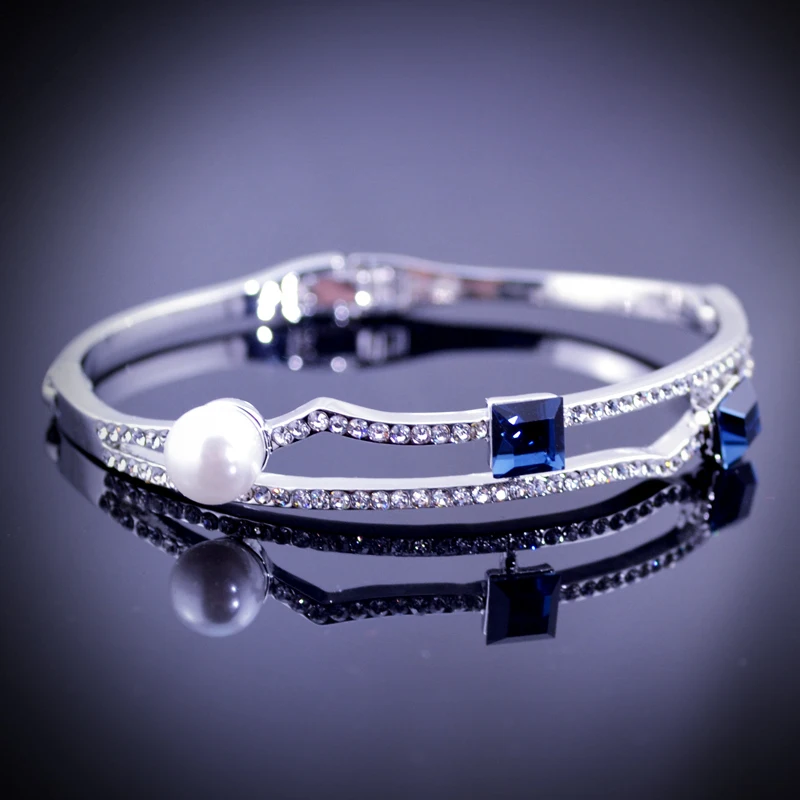 W080 жемчужный кристалл женский браслет золотого и серебряного цвета ювелирное