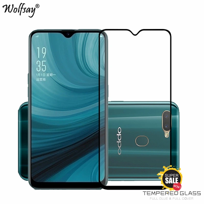 2 uds funda de pegamento completo de vidrio para OPPO A7 Protector de pantalla de vidrio templado para OPPO A7 pel&iacute;cula de vidrio de tel&eacute;fono para OPPO A7 borde redondo de vidrio-0