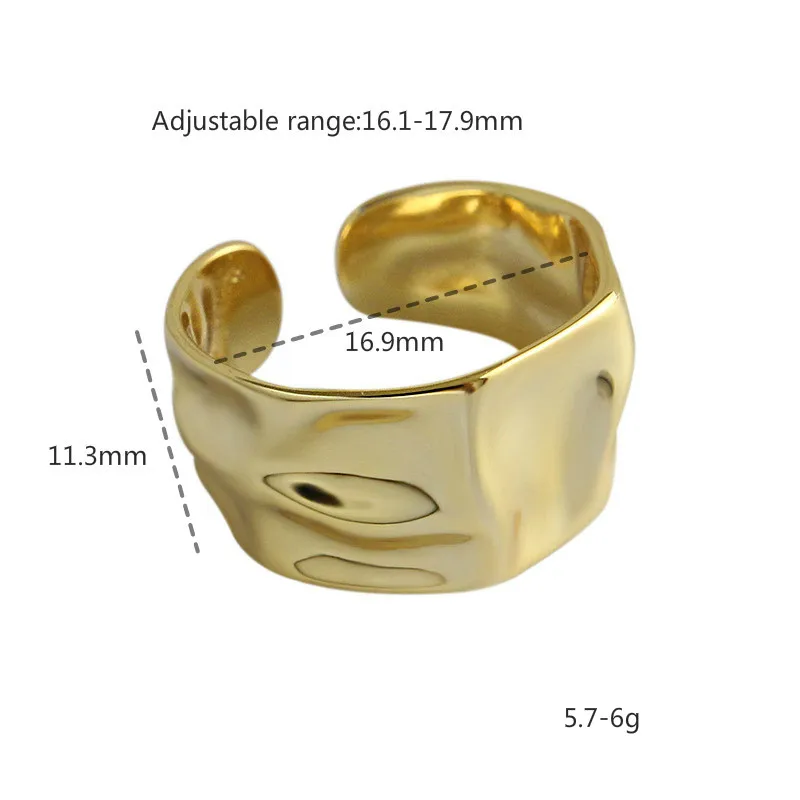 Flyleaf Золотой неровный тисненый поверхности колец для женщин серебро 925 пробы