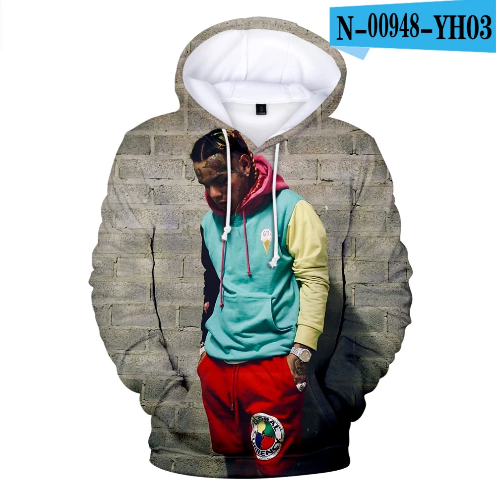 Новинка, 6IX9INE, толстовки с капюшоном, толстовки с 3D принтом для мужчин/wo, мужские свитшоты, Осенние теплые толстовки с 3D принтом, популярное повседневное пальто, топы для мальчиков, размер XXS-4XL - Цвет: 3D
