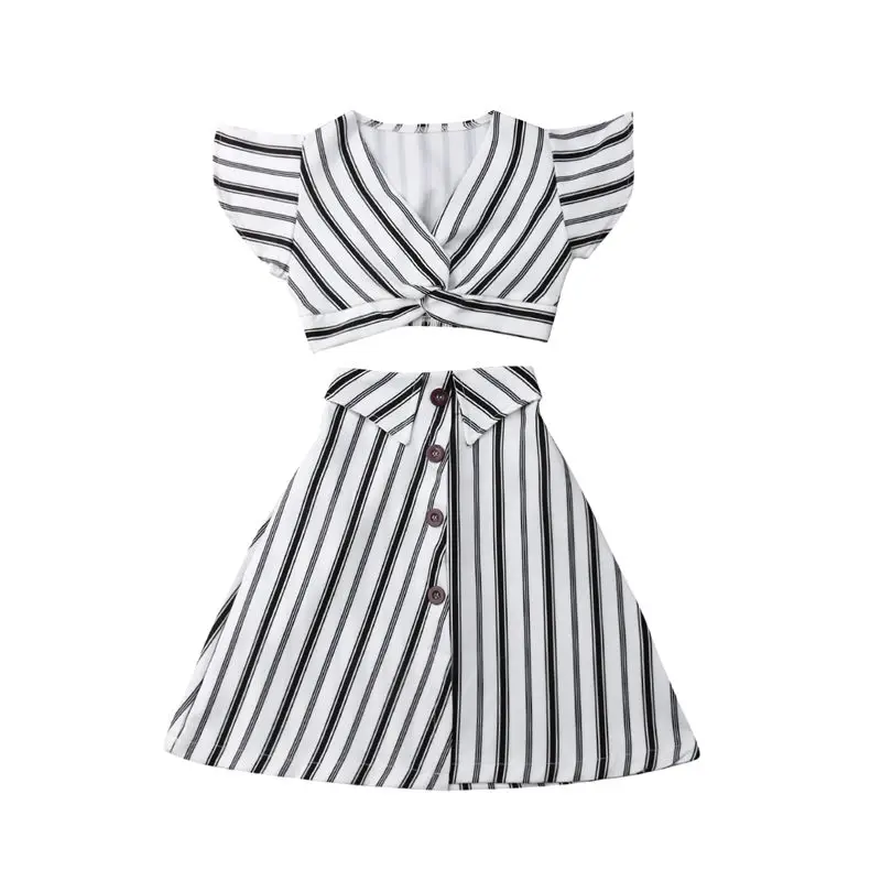 Модные кроп-топы Emmababy для маленьких девочек футболка + юбка одежда детская | Мать