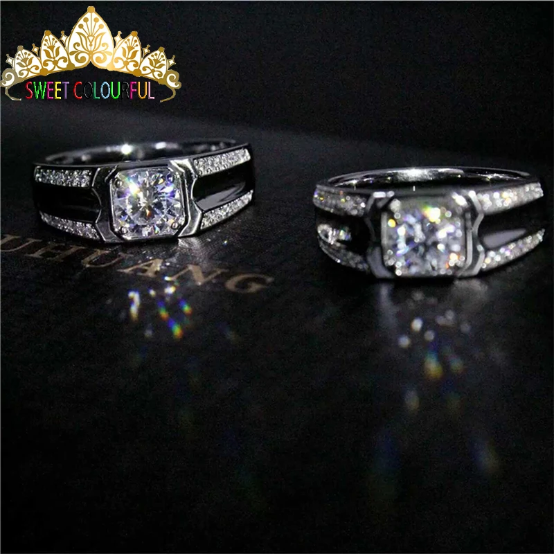 Мужское кольцо с бриллиантом Moissanite 100% золото 9 к d цвет VVS национальным
