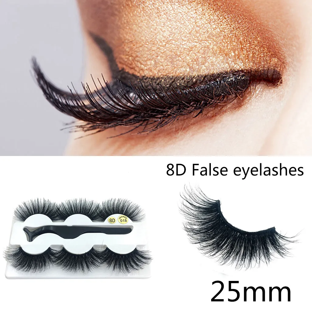 3 пары 8D накладные ресницы Сексуальные ручной работы Толстые Полный полосы 25 мм
