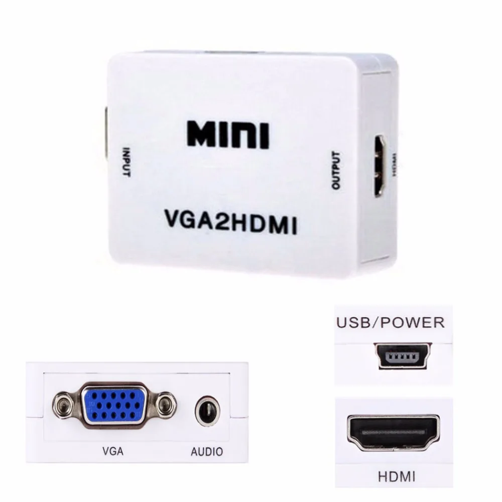 kebidu 1080P Adapter Connector For Projector PC Laptop with Converter Mini VGA to HDMI-compatible With Cable | Электроника