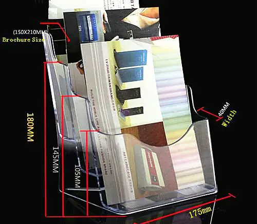 Прозрачная 3 ярусная пластиковая брошюра для литературной брошюры 2 шт. подставка