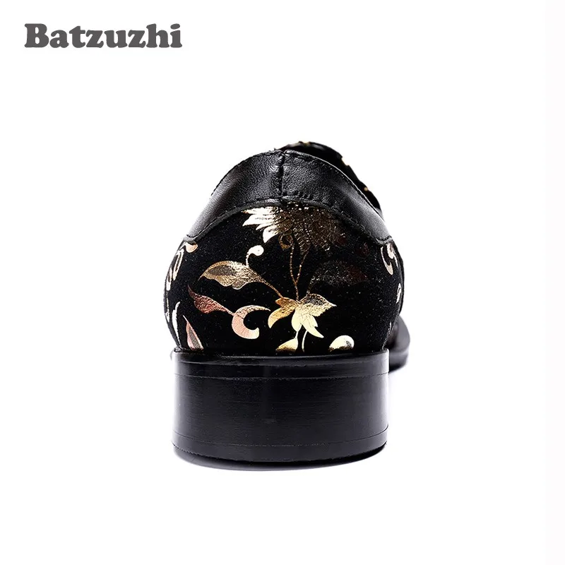 Туфли Batzuzhi мужские деловые итальянская модель модные черные кожаные с острым