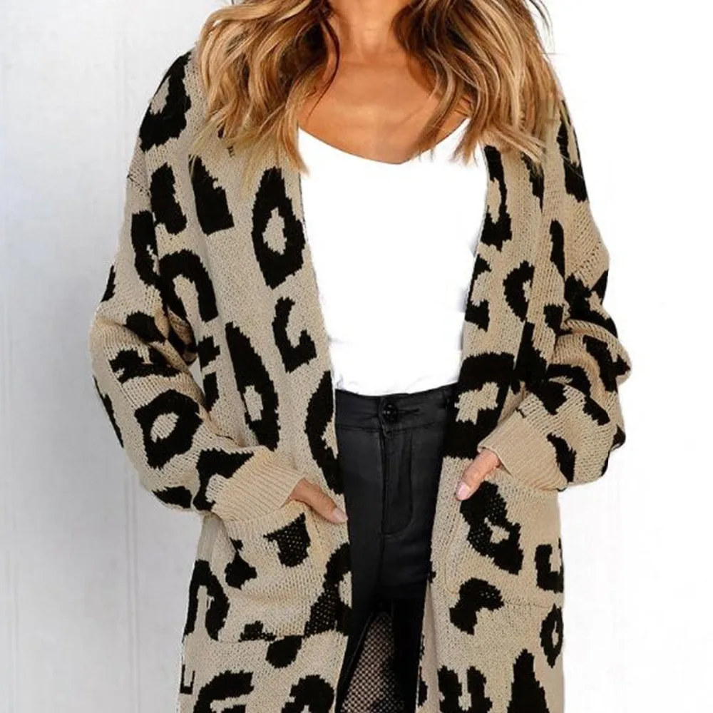 2018 осень зима модные женские туфли с длинным рукавом Свободные Вязание кардиган