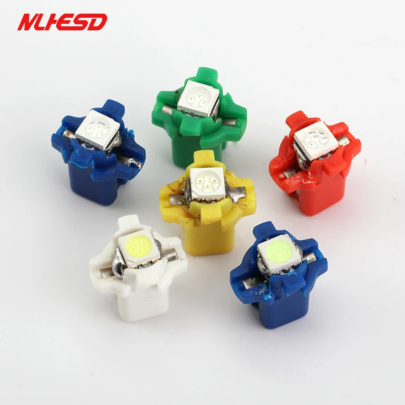 100pcs Instrument Light 12V T5 B8.3 B8.3D 5050 smd 1 led Auto Wedge Dashboard Indicator white red blue yellow green | Автомобили и
