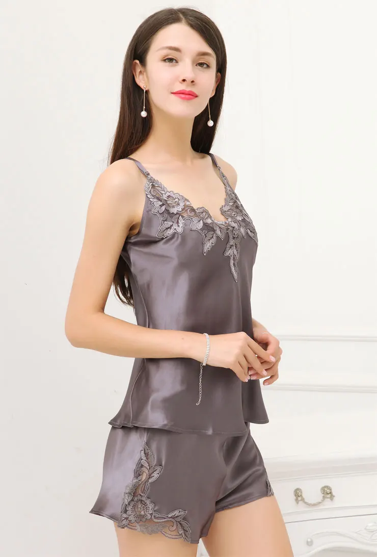 Пижама женская из натурального шелка на бретелях Размеры M L XL|short pajama set|pajama setsshort |