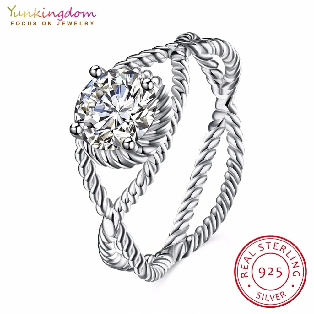 Yunkingdom Новый 925 Серебряные кольца Круглый фианит для женщин хороший партии