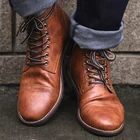 Мужские ботинки в британском стиле COSIDRAM, модные ботинки из искусственной кожи на шнуровке, Осень-зима 2018, BRM-056