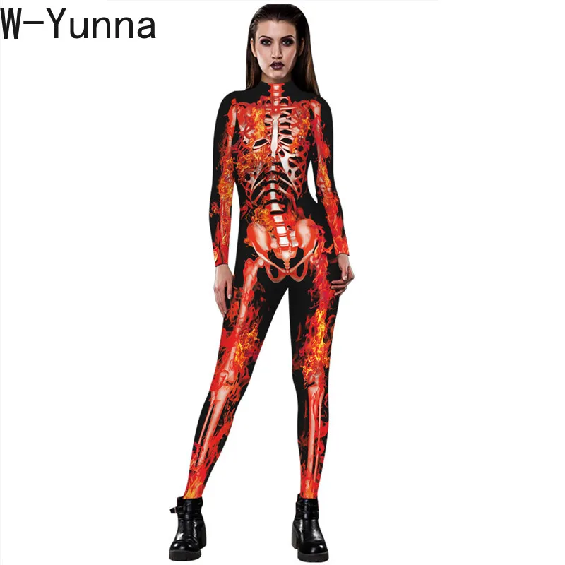 Новинка 2019 костюм со скелетом W Yunna страшная одежда для Хэллоуина женщин гладкие