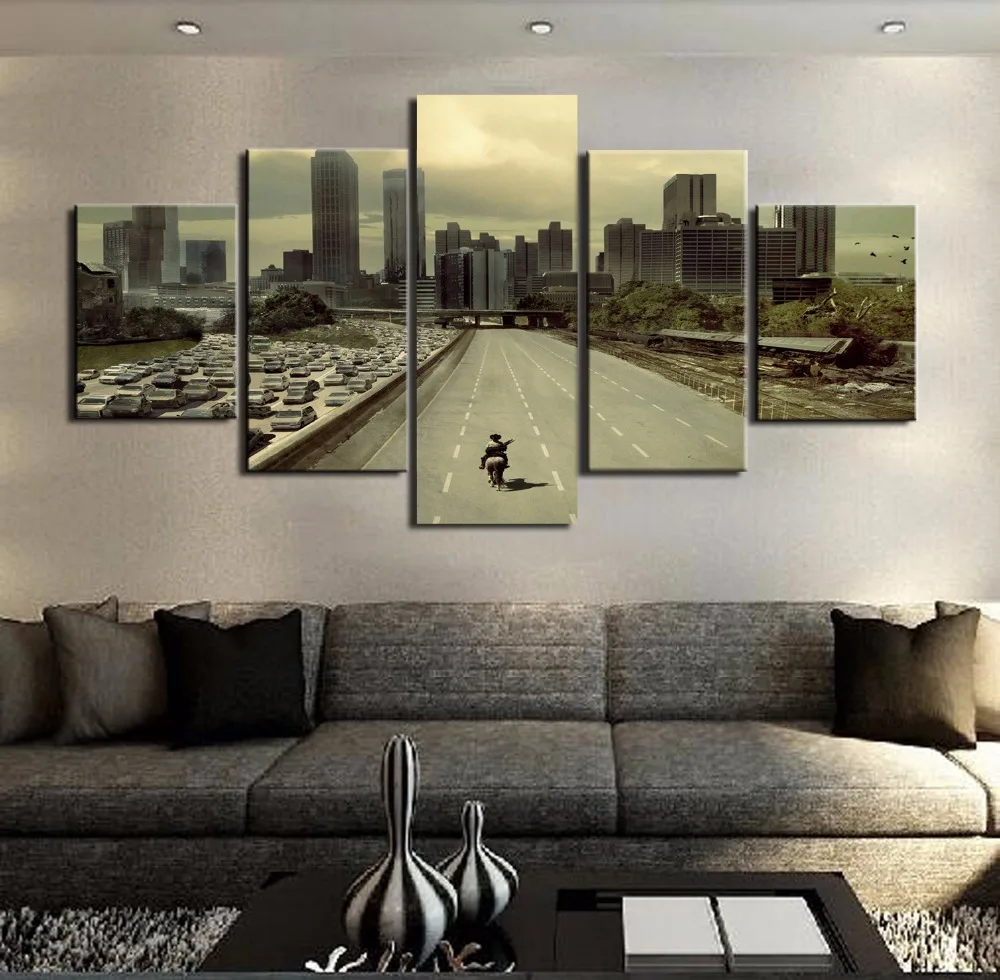 

5pcs Print the Walking Dead movie poster Canvas wall art Print Painting modern home decor abstract Wall Art Picture /PT1234