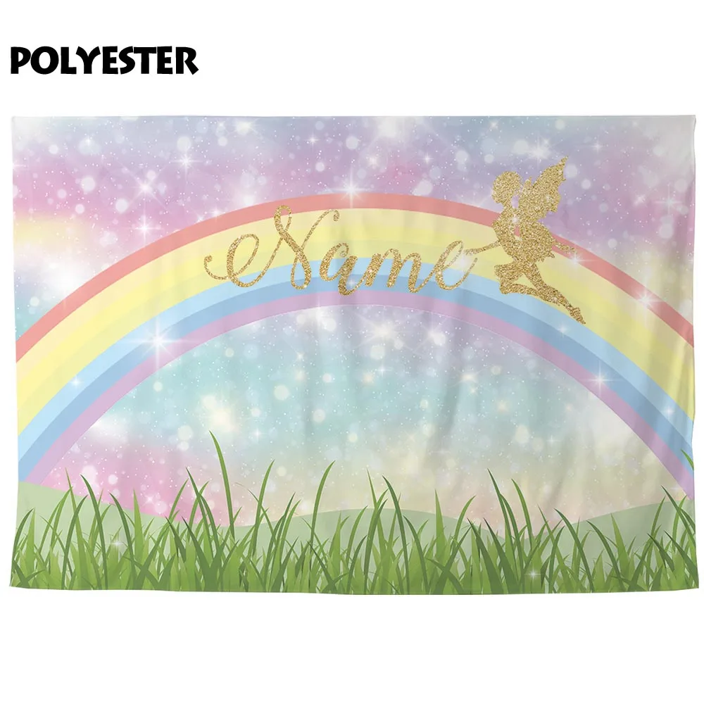 Фон для фотосъемки Allenjoy с радужными блестками небом эльфом фон дня рождения