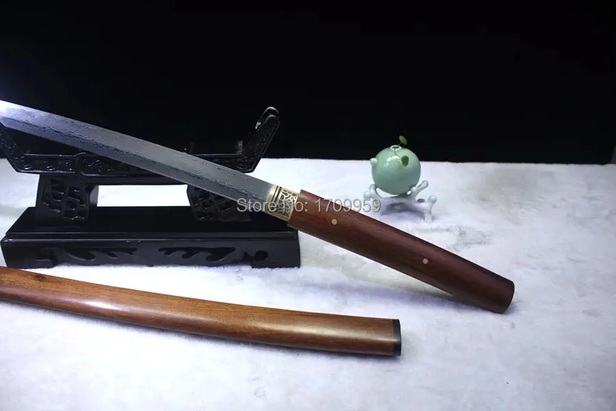 Ручной работы из розового дерева Сая/сложенный Дамасская сталь Полный Тан нож японский самурай меч острый меч катана нож из бамбука