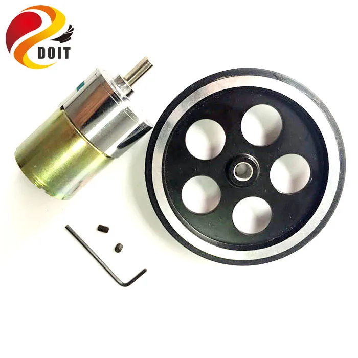 

One Set Accessory for Robot Car Chassis with 1pcs 95mm Metal Wheel +1 pcs 37mm Motor + Screw +Tool phi 6mm DIY RC Toy Part
