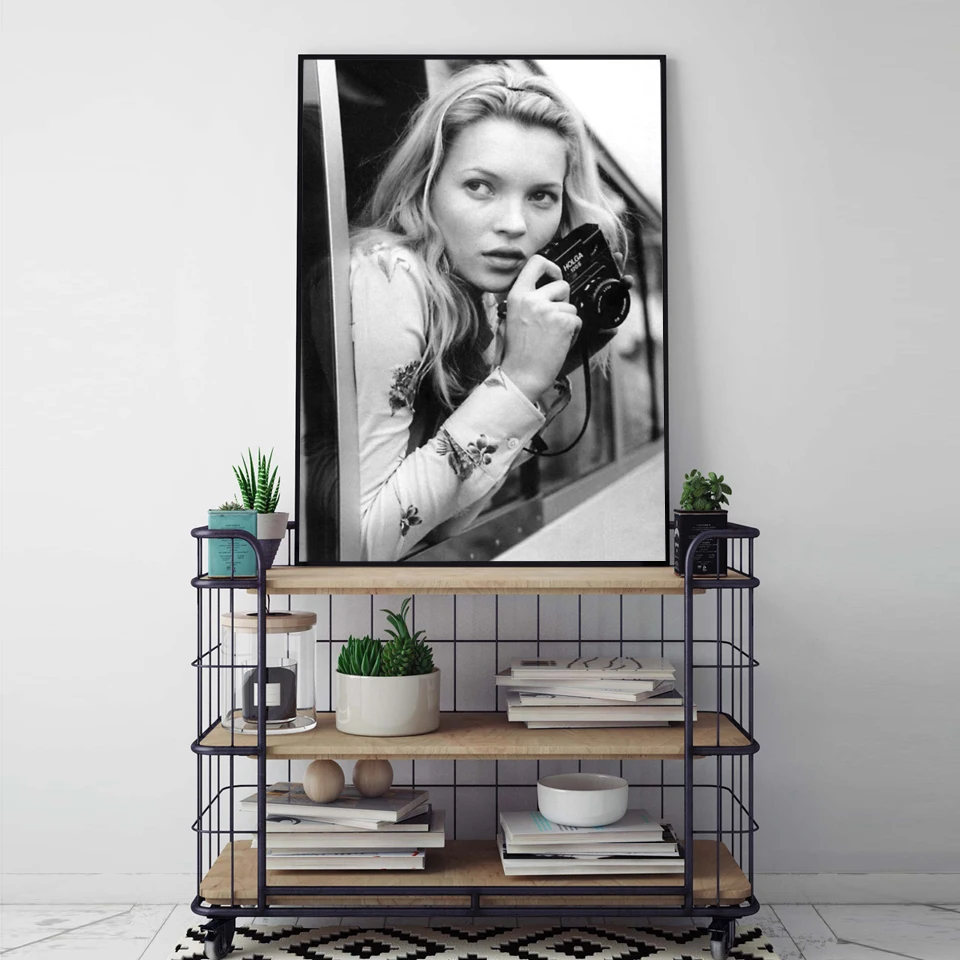 Kate Moss фотография модный постер Настенные рисунки черно-белая супермодель фото на холсте живопись настенные картины Современный декор