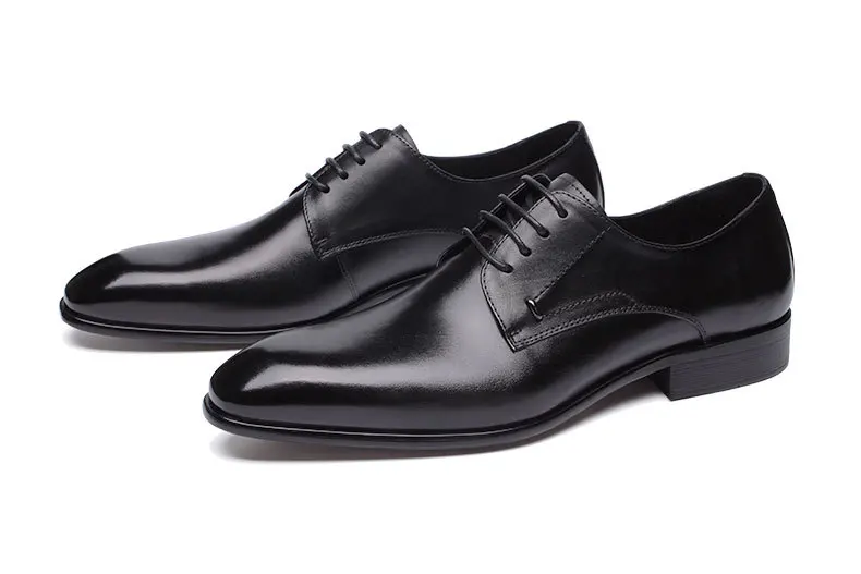 Модные винно-красные/черные свадебные туфли дерби с острым носком мужские