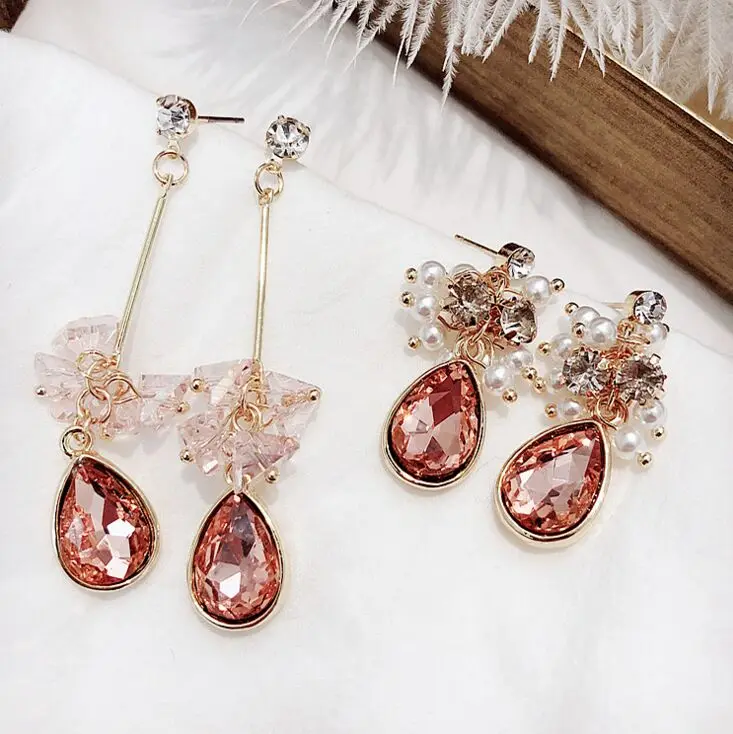 Kakaboom women's crystal pearls tassels Drop Earrings new design delicate cute korean style Noble fashion jewelry | Украшения и