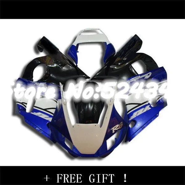 

B Injection for YZFR6 00 01 Plastic Fairings Blue Black White YZF R6 98 99 Fairing Kits 98 02 Pieces Details